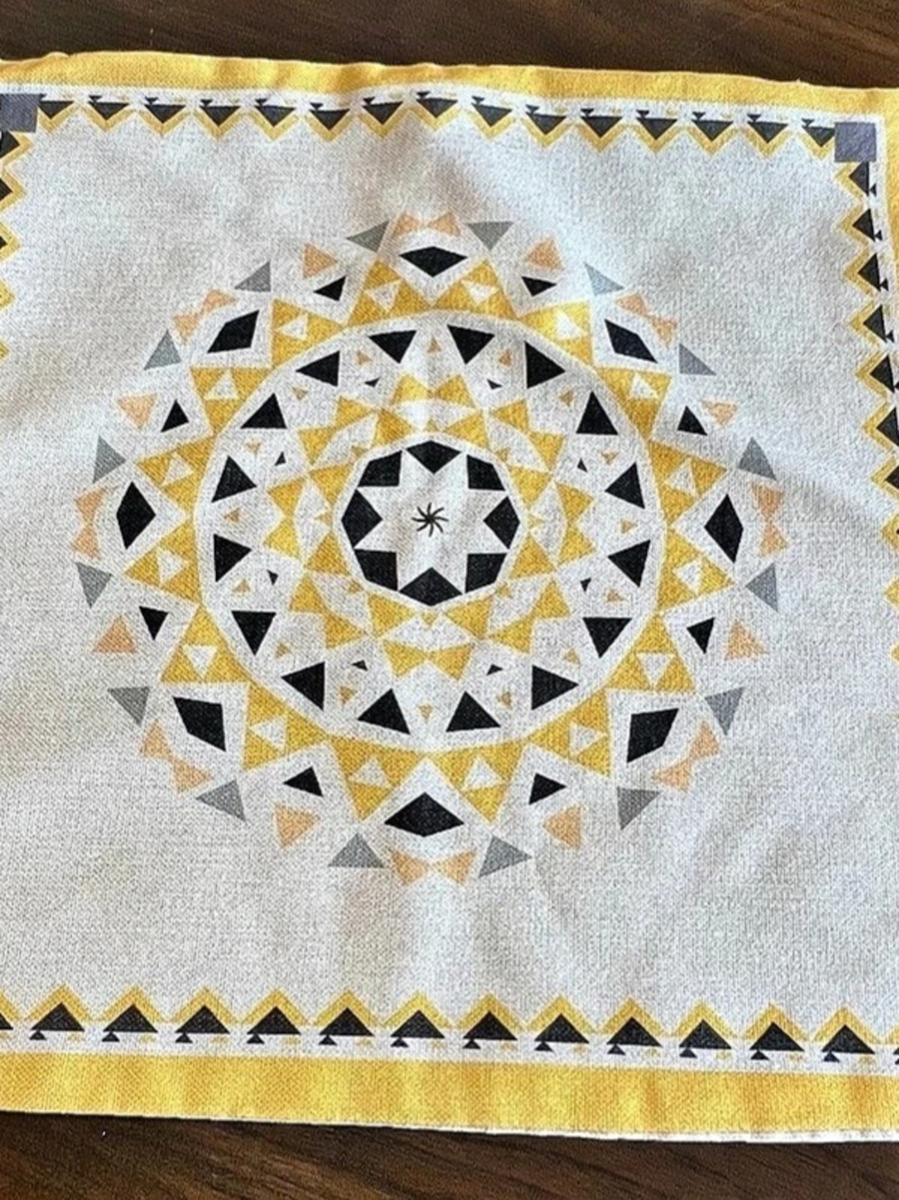 Three Geometric Square Decor in White & Yellow
